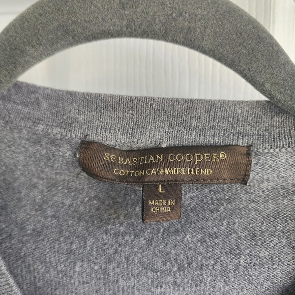 Sebastian Cooper Mens Cotton Cashmere Blend Vneck Pullover Size Large - Picture 3 of 9